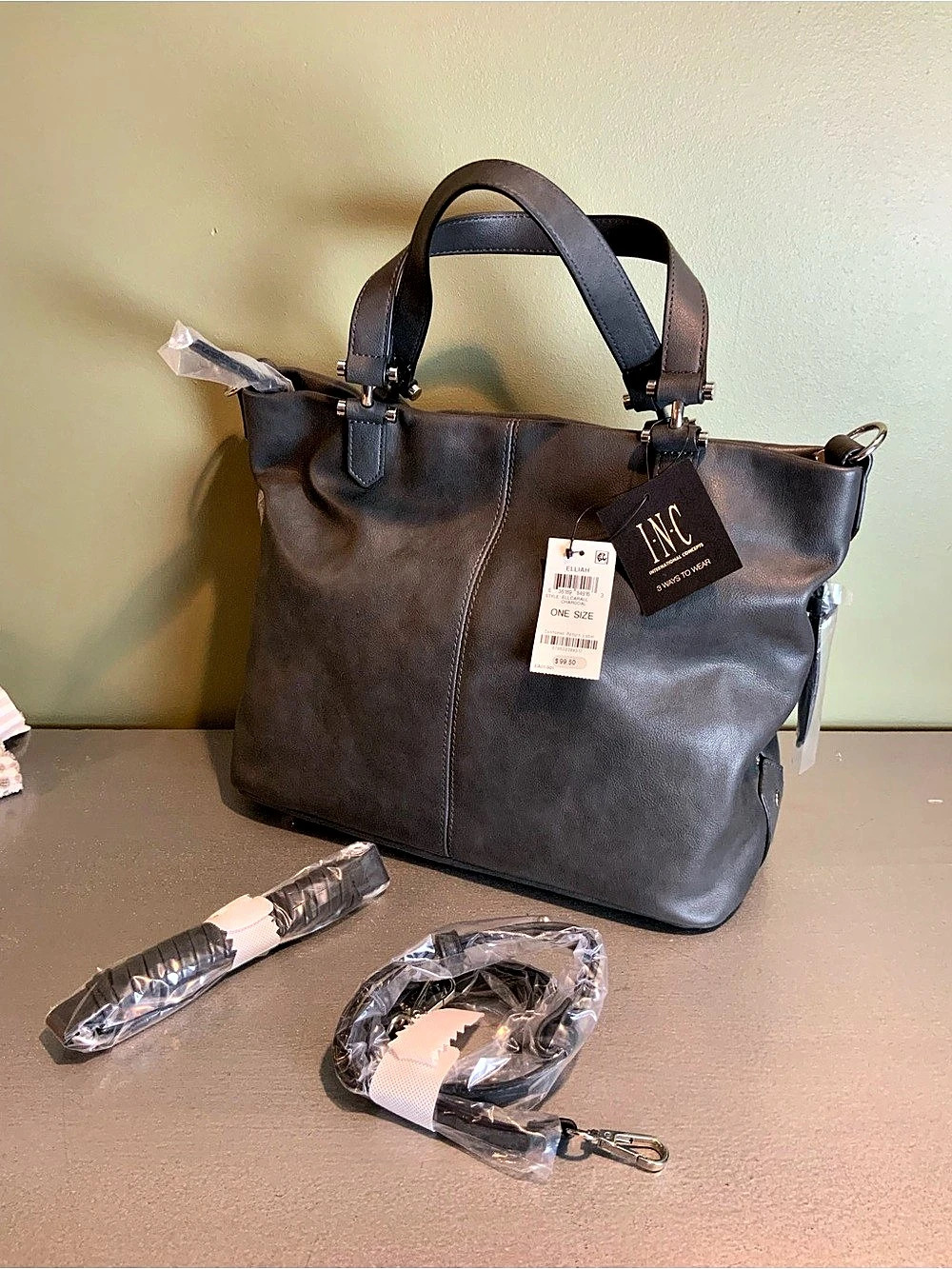 INC International Concepts Elliah 3-Way Tote Grey NWT